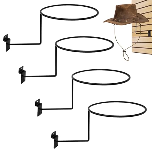 4 Pcs Hat Wall Mount Holder Metal Hat Rack Hangers Display Rack Retail Store Display Shelves Organizer for Caps, Ball Holder, Wig Display Black