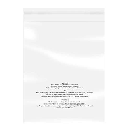 iMailer - 200 Count - 18" x 24" Clear Plastic Poly Bags with Suffocation Warning Self Seal 1.6 Mil for Clothing, T-Shirts, Pants-Resealable Adhesive,Not Strong - size: 18" x 24", style: Resealable Glue