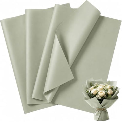 ROVIBIOBIO 100 Sheets Sage Green Tissue Paper for Gift Bags, 20 x 14 Inch - color: Sage Green