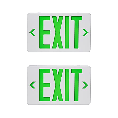 2 Pack LED Emergency Exit Sign, Universal Mount OSHA Compliant - color: Green, size: 2 Pack