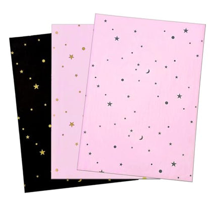 Tissue Paper, Metallic Moon and Star Gift Wrapping Tissue Paper for Gift Bags Bouquets, Chic Pink Black Packaging Materials for Birthday, Christmas Holiday DIY Art Projects,30 Sheets 20x14in - color: Black Pink 30P