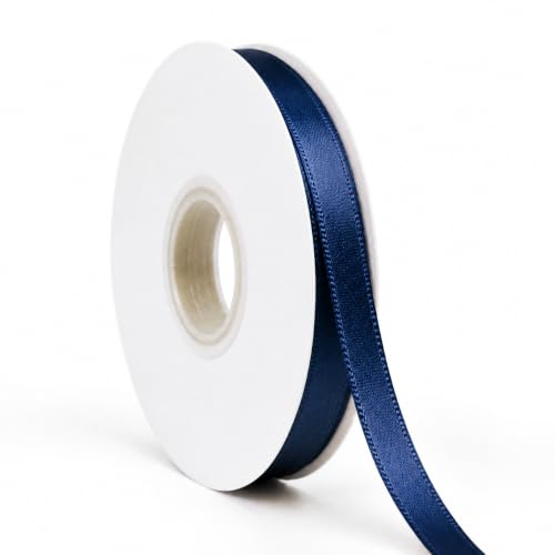 Navy Blue Ribbon Satin Ribbon 3/8 Inch x 50 Yards with Spool - color: Navy Blue