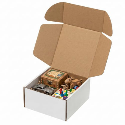 Wowxyz 6x6x3 Inches Shipping Boxes 25 Pack Corrugated Cardboard White Box - size: 6x6x3"