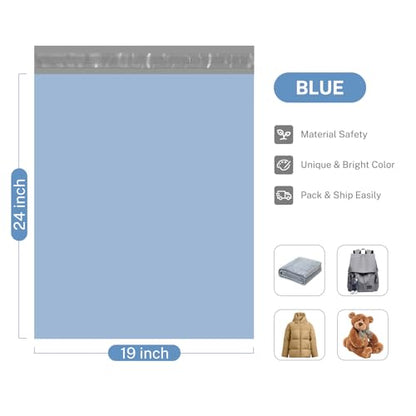 Metronic Large Poly Mailers 19x24 50PC Thick Shipping Bags, Light Blue - color: Light Blue, size: 19x24 50PC