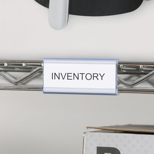 Lenink 100Pcs Wire Shelf Label Holders with 100Pcs Label Paper Inserts, Plastic Wire Rack Label Holder Compatible with Metro and Nexel 1-1/4in Shelves, Label Area 3in Lx1.25in H - color: Transparent, size: 3in (100 Pack)