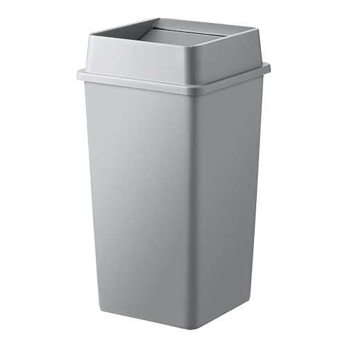 50 Gallon Gray Square Trash Can with lid Restaurant Trash can Commercial Trash can Tall Plastic Trash can Industrial Trash can Square Trash cans for Kitchen Trash can with Swing lid - color: Gray, size: 50 Gallon