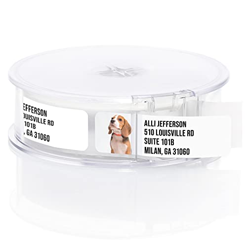 Custom Photo Upload Bold Rolled Address Labels / 500 Personalized Return Address Labels/Designer Address Stickers in Elegant Plastic Dispenser - size: 500 Labels, style: Block