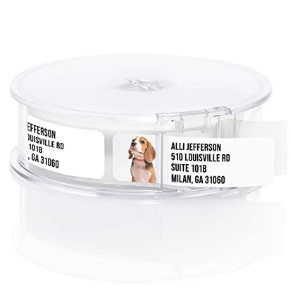 Custom Photo Upload Bold Rolled Address Labels / 500 Personalized Return Address Labels/Designer Address Stickers in Elegant Plastic Dispenser - size: 500 Labels, style: Block