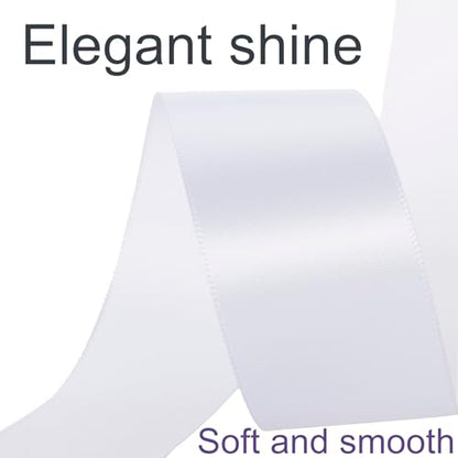 1-1/2 Inch White Ribbon 50Yards – Perfect for Gift Wrapping - color: White, size: 1-1/2"