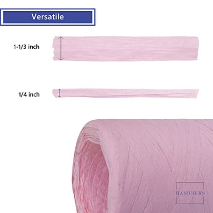 Raffia Ribbon for Gift Wrapping and Packing - 1/4'' Wide, 109 Yards, Pink - color: Pink, size: 109 Yards