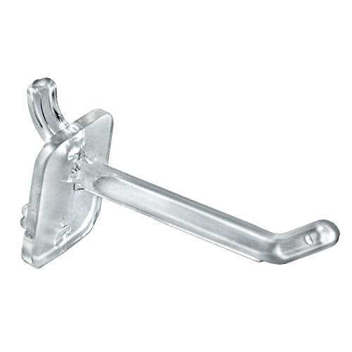 Azar Displays 800002-C Pack of 50 Clear Pegboard Hooks (Also Available in Black & White) - 2” Pegboard Hook Set (4” & 6” Pegboard J Hooks Also Available) - Polycarbonate Plastic Hooks for Retail - color: Clear, size: 2 Inch
