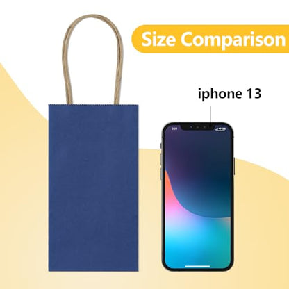 BagDream Mini Gift Bags with Handles 3.5x2.4x6.7 Navy Blue 100 Bulk Pack - color: Navy Blue