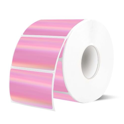 2.25"x1.25" Thermal Labels, Holographic Pink Thermal Labels- Strong Adhesive Thermasl Stickers for Small Business, Shipping, Mailing, Price Tag, Non BPA&BPS/ 300 Labels - color: Holographic Baby Pink, size: 2.25"x1.25"