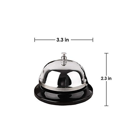 HeeYaa Call Bell 2 Packs 3.3 Inch Diameter with Metal Anti-Rust Construction, Desk Bell for Hotels, Schools, Restaurants, Reception Areas, Hospitals, Warehouses(Silver)