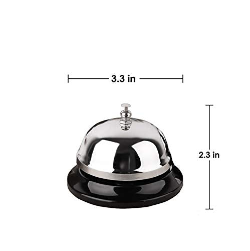2-Pack Silver Call Bells (3.3"). Anti-Rust Metal Desk Service Bell for Hotel, Restaurant & Reception (Silver) - color: Silver