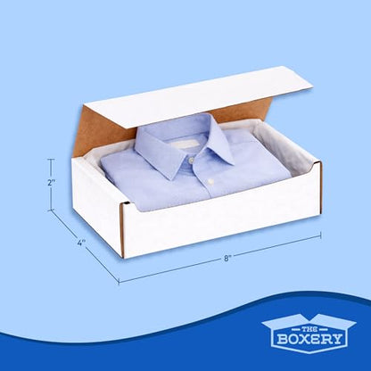 The Boxery Corrugated Mailers White Tuck Shipping Boxes (8x4x2) - size: 8x4x2