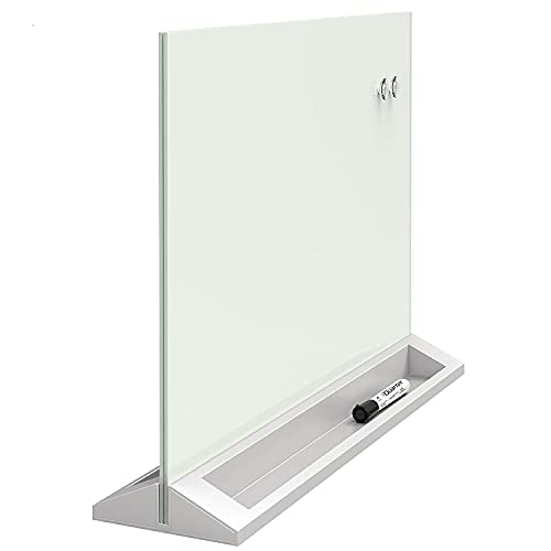 Quartet Glass Whiteboard Desktop Panel, Magnetic, 17" x 23", Dry Erase Surface, Includes Accessory Trays, 1 Marker and 2 High-Power Magnets, White (GDP1723W)