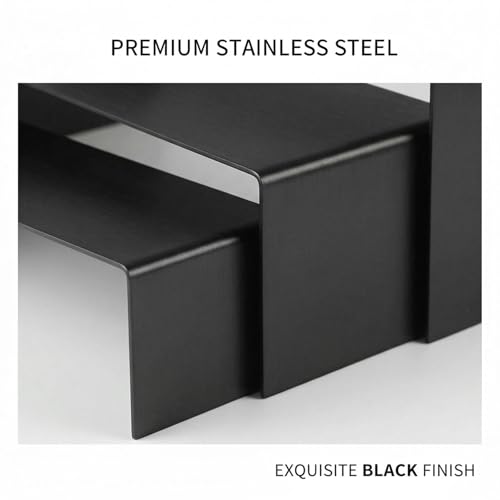 Display Stand Risers 3 Pcs, Stainless Steel - Black - color: Black