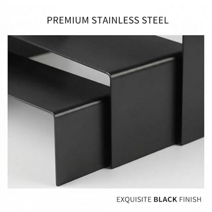 Display Stand Risers 3 Pcs, Stainless Steel - Black - color: Black