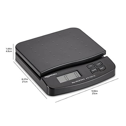 Amazon Basics Digital Postal Shipping Scale with Tare Function, AC Adapter, 65 lb Capacity, 0.1 oz Readability, LCD Display, Black - size: 65 pound
