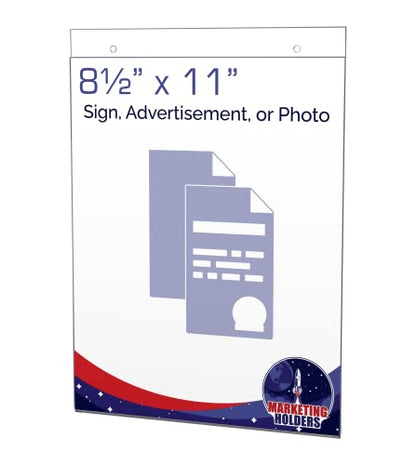 5 Pack Sign Holder 8.5" x 11" with Screw Holes Wall Mounted Graphic Printed Material Literature Flyer Notice or Photo Frame Clear Acrylic by Marketing Holders