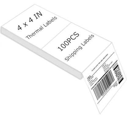 4" x 4" Thermal Labels Printable Shipping Label Stickers with Strong Adhesive, Large White Sticker Square Labels for Mailing, Shipping, Compatible with Most Thermal Printers (4" x 4"-100pcs) - style: 4" X 4"-White-100PCS