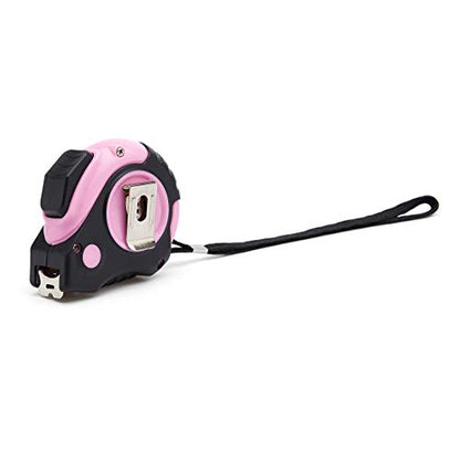 Amazon Basics Retractable Tape Measure with Metric and SAE Measurements, 16ft/5m, Belt Clip, Readable, Pink - color: Pink