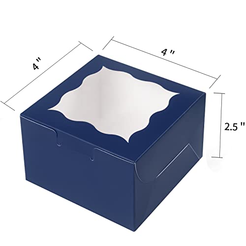 KPOSIYA 60pcs Small Cookie Boxes with Window, 4x4x2.5 Blue Bakery Box - color: Blue, size: 60