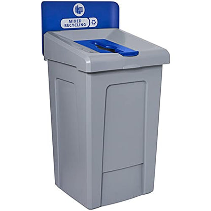 3 in 1 Recycling Station with Lid, Recycle Bin, Exterior Trash Can, Recycling Station Kit, Heavy Duty Premium Plastic, Indoor/Outdoor, Perfect for Kitchen, Home, Office, Garden, Garage (33 Gallon) - size: 3-IN-1