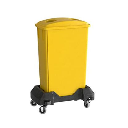 23 Gallon Yellow Slim Jim Trash Can with Bottle Lid and Dolly - color: Yellow, size: With Wheels, style: Bottle Slot Lid