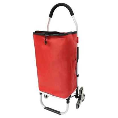 Heavy Duty 3 in 1 Shopping Cart, Foldable Hand Truck with 6 Wheels - color: Red