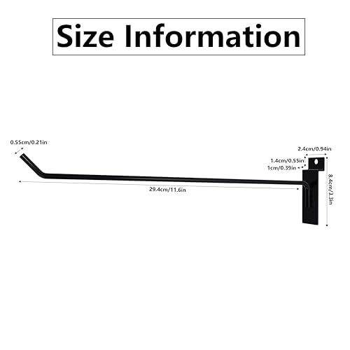 12inch Slatwall Storage Hooks, Black, 25pcs Metal - color: Black, size: 12 Inch