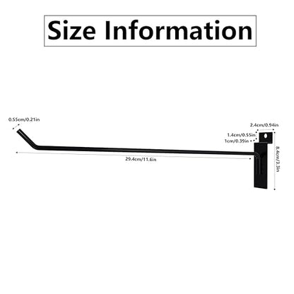 12inch Slatwall Storage Hooks, Black, 25pcs Metal - color: Black, size: 12 Inch