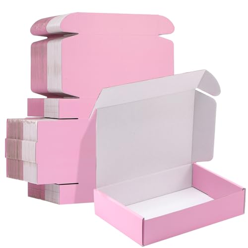 Qilery 100 Pcs 9 x 6 x 2 Inches Shipping Boxes, Pink - color: Pink, size: 9 x 6 x 2 Inches