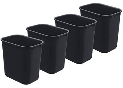 Acrimet Wastebasket 6.75 Gal / 27 Qt, Deskside Trash Bin, Black, 4-Pack