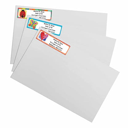 Imagination Assorted Designer Rolled Address Labels with Elegant Plastic Dispenser - size: 500 Labels, style: Imagination Assorted