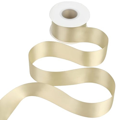 Champagne Gold Satin Ribbon, 2 Inch x 25 Yards, Double Faced - color: Champagne Gold