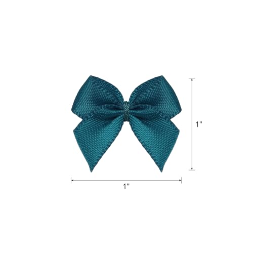 MECCANIXITY Mini Ribbon Bow 1" Mini Fabric Flower Bows Dark Green 150Pcs - color: Dark Green