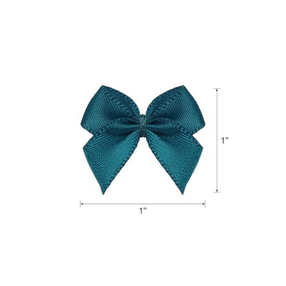 MECCANIXITY Mini Ribbon Bow 1" Mini Fabric Flower Bows Dark Green 150Pcs - color: Dark Green