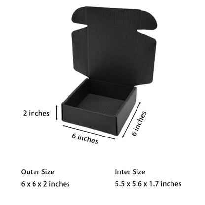 50 Pack 6x6x2 in Black Shipping Boxes - color: Black, size: 6x6x2 in