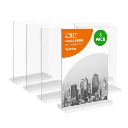 5x7 Acrylic Sign Holder for Table Top, Poster Holder, QR Code Stand Sign Holder(6pack) - size: 6 pack 5*7"