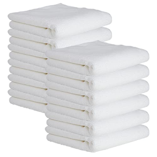CARTMAN 16x24 Inch 12 Pack 350GSM Microfiber Cleaning Cloths, White