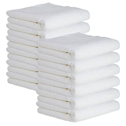 CARTMAN 16x24 Inch 12 Pack 350GSM Microfiber Cleaning Cloths, White