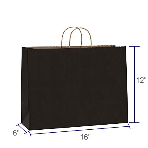 BagDream Kraft Black Paper Bags with Handles 16x6x12 Inch Large 100Pcs Bulk - color: Black