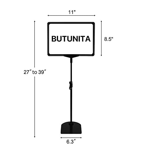 Sign Holder Stand, 8.5x11 Inch Adjustable Tabletop Sign Holder Floor Stand for Supermarket, Vertical&Horizontal View Displayed (Black,2Pcs) - size: 8.5"x11"-2Pcs