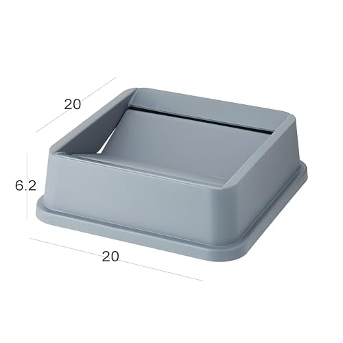 50 Gallon Gray Square Trash Can with lid Restaurant Trash can Commercial Trash can Tall Plastic Trash can Industrial Trash can Square Trash cans for Kitchen Trash can with Swing lid - color: Gray, size: 50 Gallon