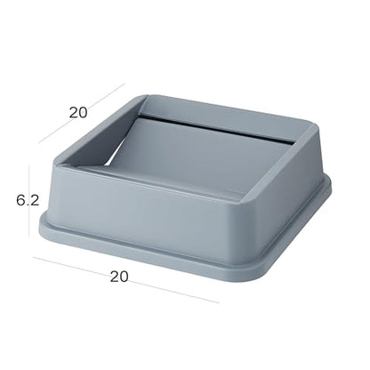 50 Gallon Gray Square Trash Can with lid Restaurant Trash can Commercial Trash can Tall Plastic Trash can Industrial Trash can Square Trash cans for Kitchen Trash can with Swing lid - color: Gray, size: 50 Gallon