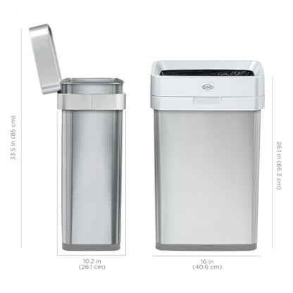 Clorox Slim Open Top Stainless Steel Trash Can, Silver, 13 Gallon / 50L - color: Stainless Open Top