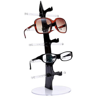 Acrylic Eyeglasses Frame Riser Display Stand Sunglasses Rack Sunglasses Rack Holder Acrylic Eyewear Display Stand Holder(5 Frames for Each Holder) - color: Black+White