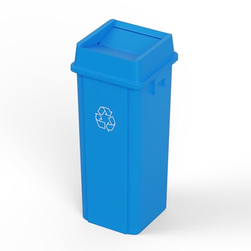 23 Gallon Blue Square Commercial Trash Garbage Can with Lid | Outdoor Office Restaurant School Kitchen - color: Blue, size: 23 Gallon, style: Trash Can with Lid